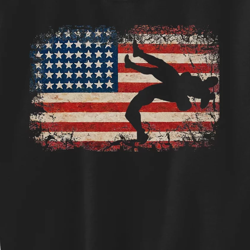 Usa Flag Wrestling American Flag Wrestling Wrestle Gift Kids Sweatshirt