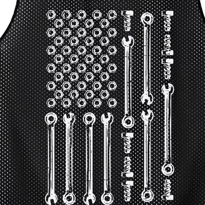 Usa Flag Wrenches Car Auto Mechanic Garage Patriotic Dad Mesh Reversible Basketball Jersey Tank