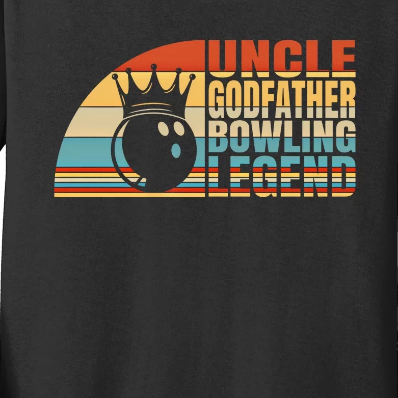 Uncle Godfather And Bowling Legend Bowling Uncle Gift Kids Long Sleeve Shirt