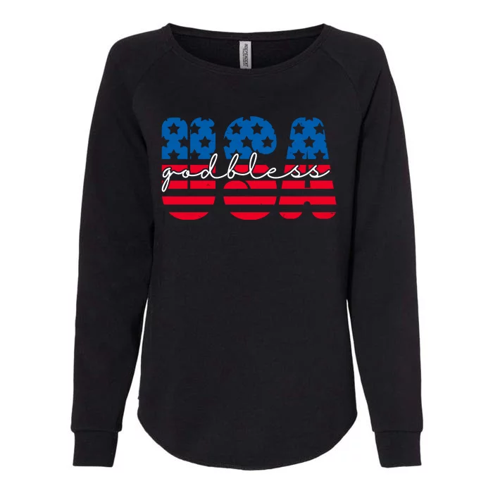 USA God Bless Patriot Celebration Womens California Wash Sweatshirt