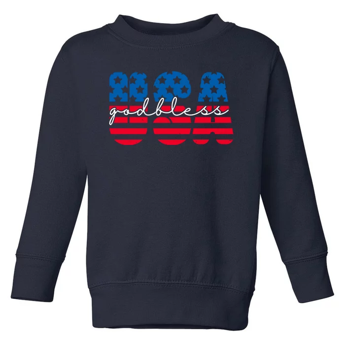 USA God Bless Patriot Celebration Toddler Sweatshirt