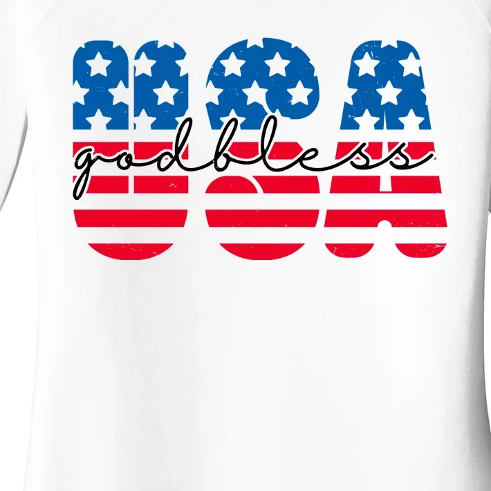 USA God Bless Patriot Celebration Women's Perfect Tri Tunic Long Sleeve Shirt