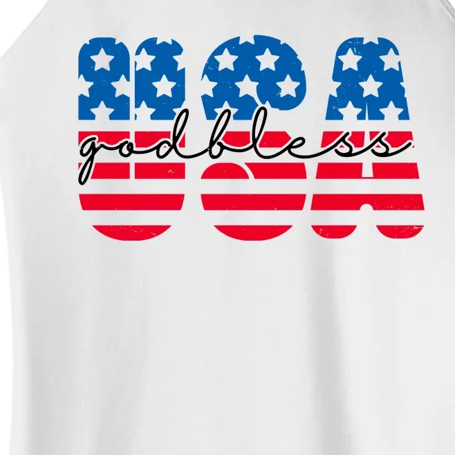 USA God Bless Patriot Celebration Women’s Perfect Tri Rocker Tank