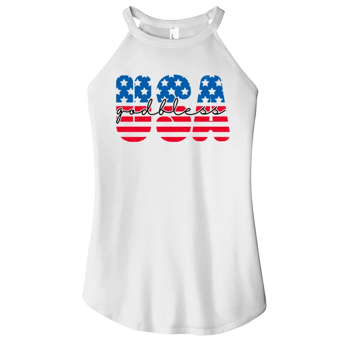 USA God Bless Patriot Celebration Women’s Perfect Tri Rocker Tank