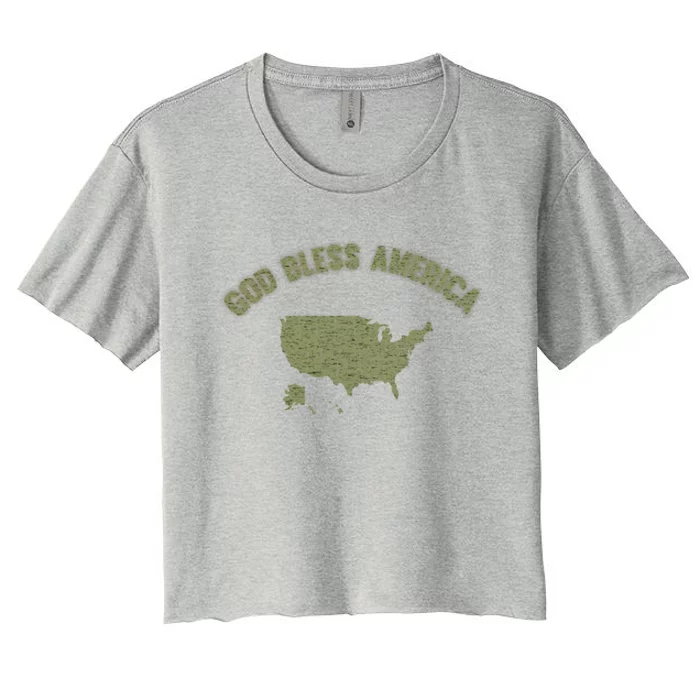 Usa God Bless America All 50 States Gift Women's Crop Top Tee