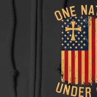 Under God Christian Patriotic Flag Full Zip Hoodie