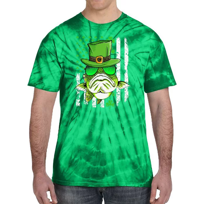 US Green Clover Fishing Leprechaun St Patrick's Day Tie-Dye T-Shirt