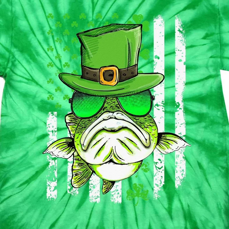 US Green Clover Fishing Leprechaun St Patrick's Day Tie-Dye T-Shirt