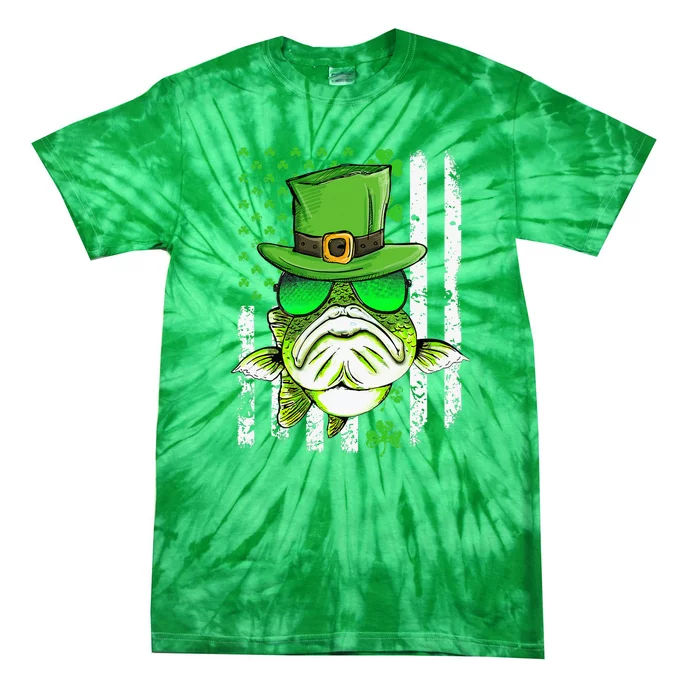 US Green Clover Fishing Leprechaun St Patrick's Day Tie-Dye T-Shirt