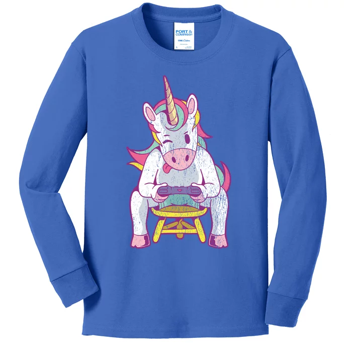 Unicorn Gift For Gamer Cute Gift Kids Long Sleeve Shirt