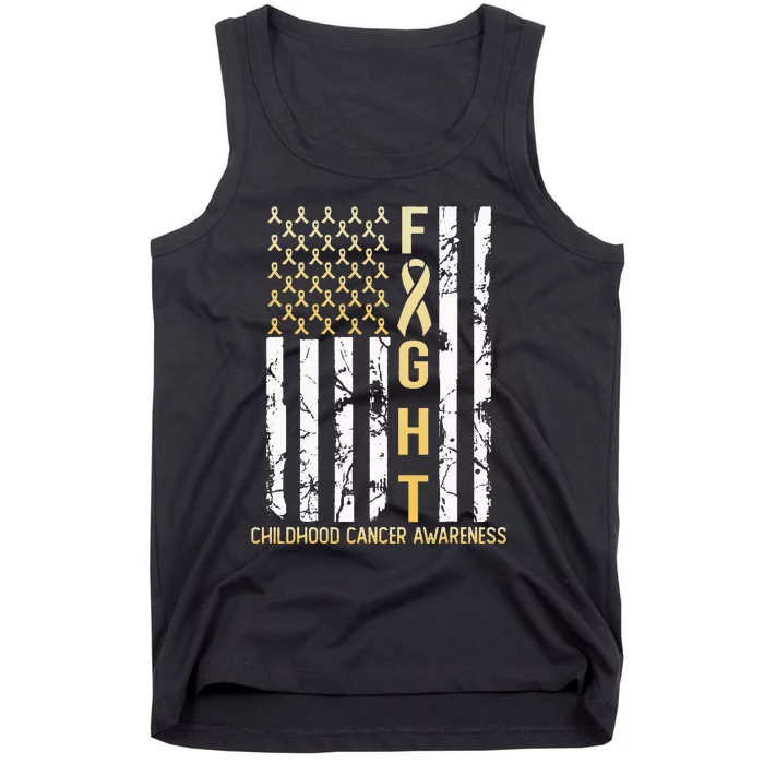 USA Gold Flag Childhood Cancer Awareness Month September Tank Top