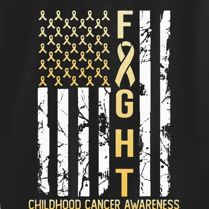 USA Gold Flag Childhood Cancer Awareness Month September Kids Sweatshirt