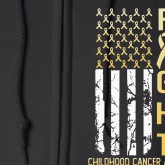 USA Gold Flag Childhood Cancer Awareness Month September Full Zip Hoodie