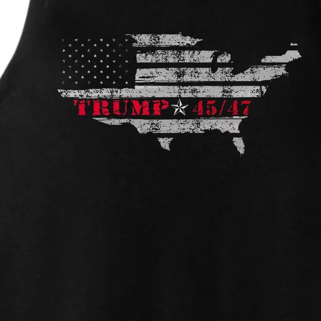 Us Grunge Flag Trump 4547 Red Wave Trump Wins Ladies Tri-Blend Wicking Tank