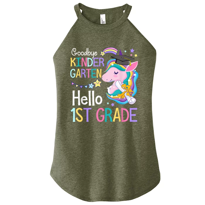 Unicorn Girl Goodbye Kindergarten Hello 1st Grade Graduation Women’s Perfect Tri Rocker Tank