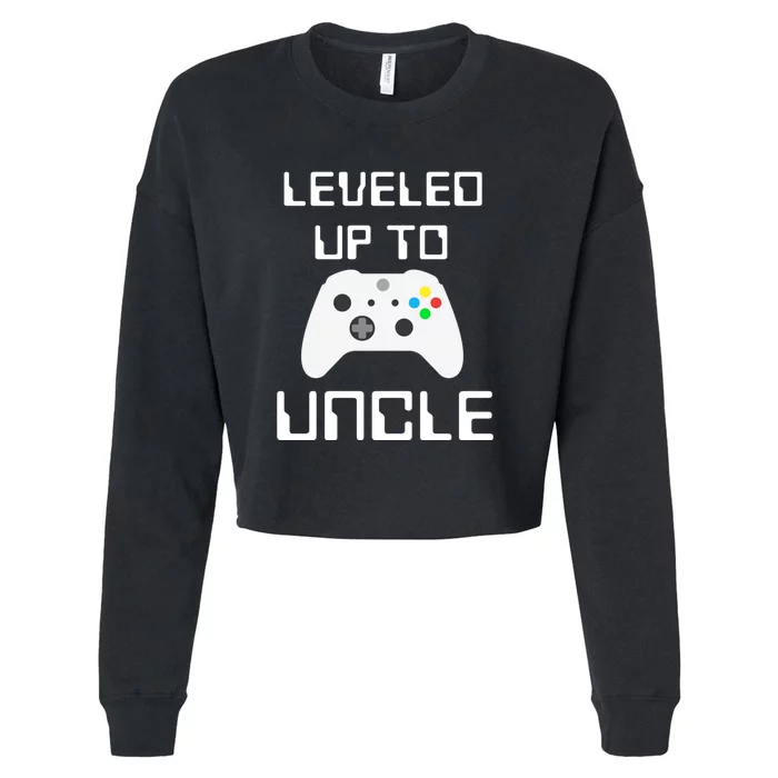 Uncle Gamer Gifts Leveled Up To Uncle Pregnancy Announcement Cropped Pullover Crew