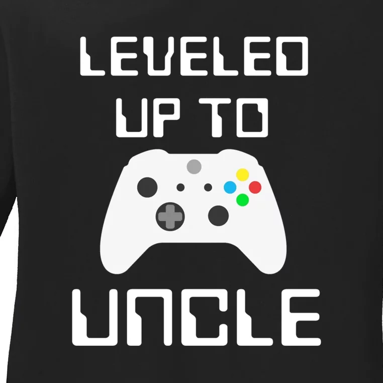 Uncle Gamer Gifts Leveled Up To Uncle Pregnancy Announcement Ladies Long Sleeve Shirt