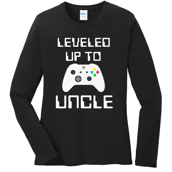 Uncle Gamer Gifts Leveled Up To Uncle Pregnancy Announcement Ladies Long Sleeve Shirt