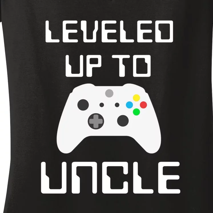 Uncle Gamer Gifts Leveled Up To Uncle Pregnancy Announcement Women's V-Neck T-Shirt