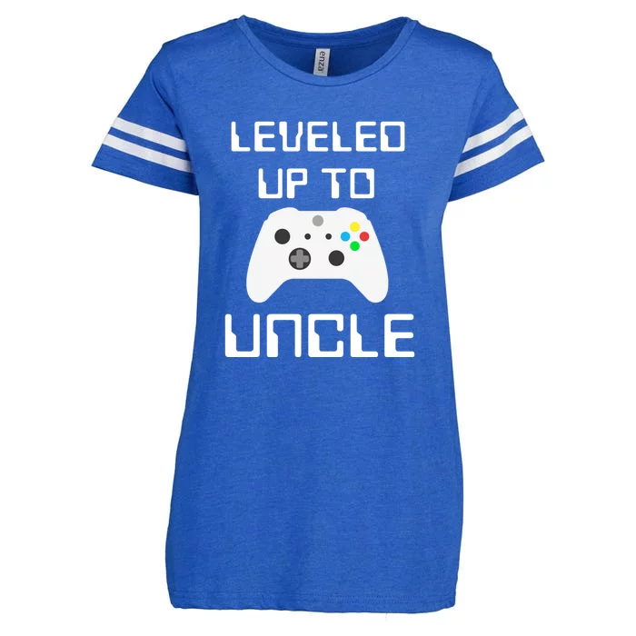 Uncle Gamer Gifts Leveled Up To Uncle Pregnancy Announcement Enza Ladies Jersey Football T-Shirt