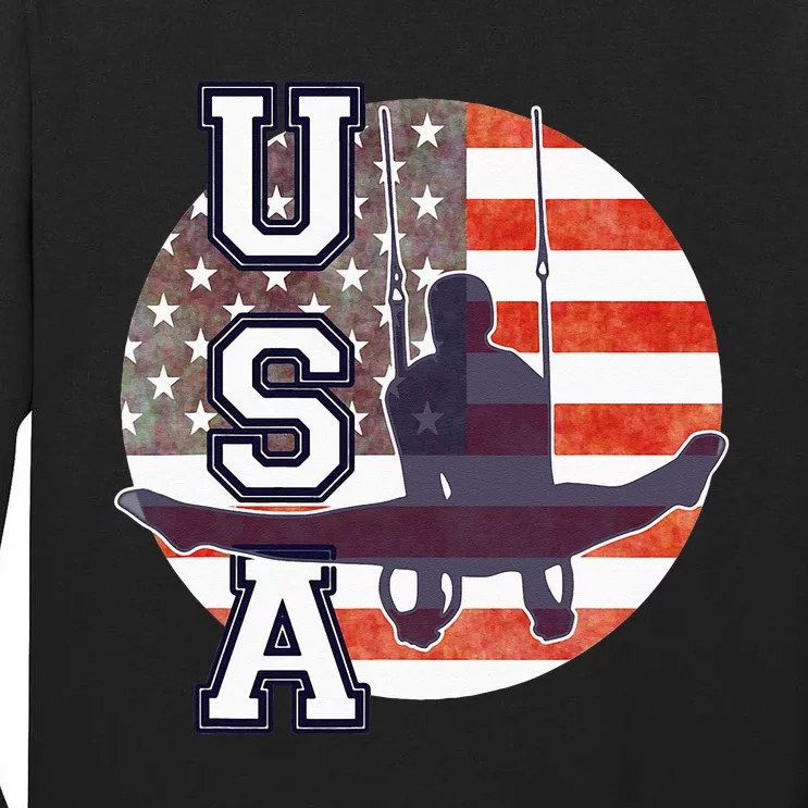 USA Gymnast  Gymnastics Team Athlete American Flag Tall Long Sleeve T-Shirt