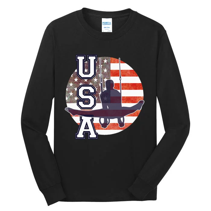 USA Gymnast  Gymnastics Team Athlete American Flag Tall Long Sleeve T-Shirt