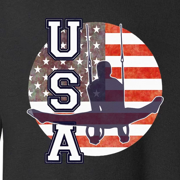 USA Gymnast  Gymnastics Team Athlete American Flag Toddler Sweatshirt