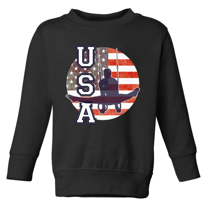 USA Gymnast  Gymnastics Team Athlete American Flag Toddler Sweatshirt