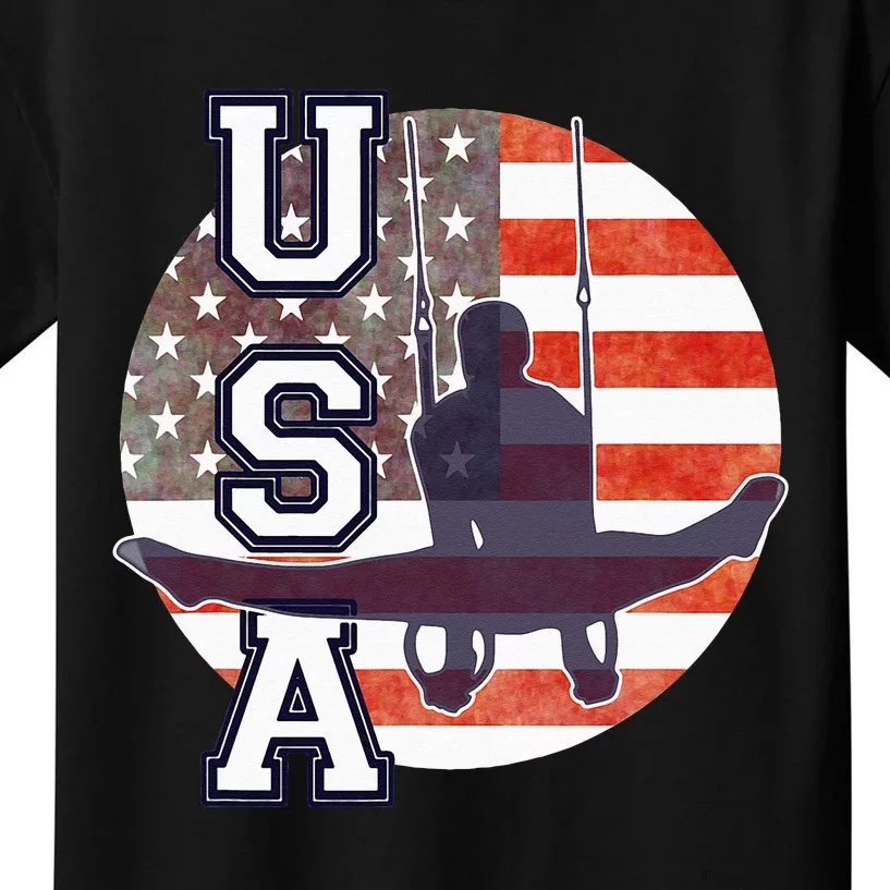 USA Gymnast  Gymnastics Team Athlete American Flag Kids T-Shirt