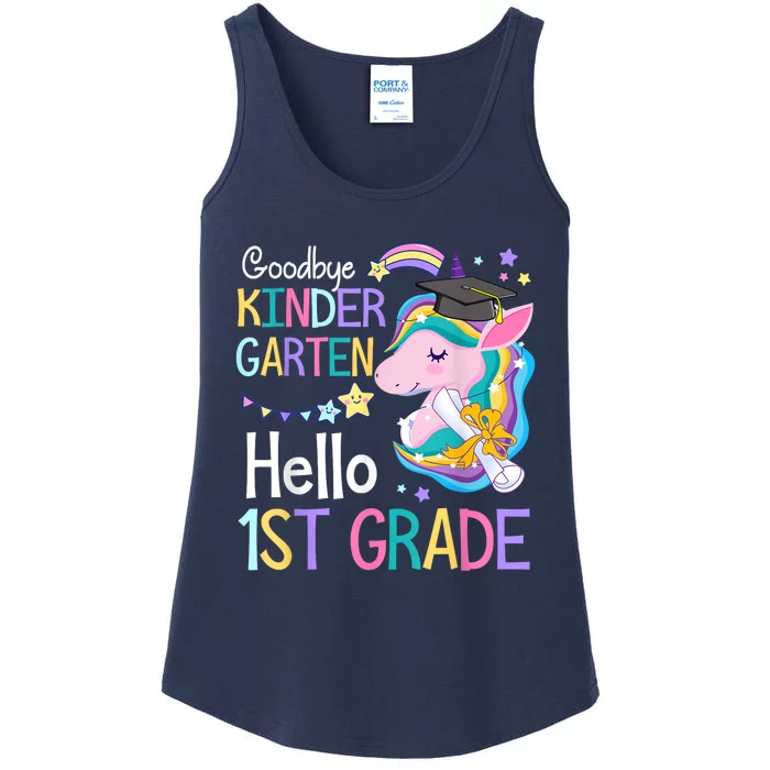 Unicorn Girl Goodbye Kindergarten Hello 1st Grade Graduation Ladies Essential Tank