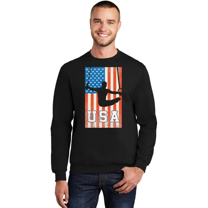 Usa Gymnast Gymnastics Team Athlete American Flag Tall Sweatshirt