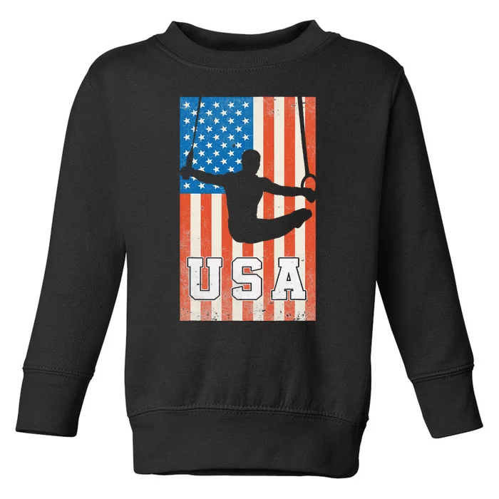 Usa Gymnast Gymnastics Team Athlete American Flag Toddler Sweatshirt