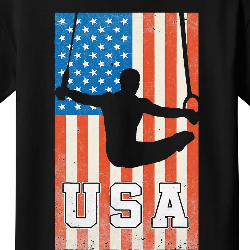 Usa Gymnast Gymnastics Team Athlete American Flag Kids T-Shirt