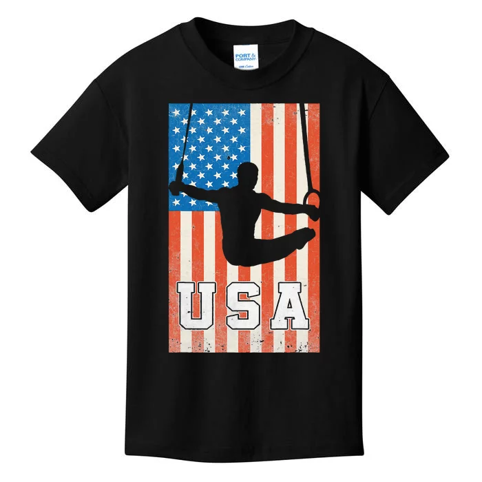 Usa Gymnast Gymnastics Team Athlete American Flag Kids T-Shirt