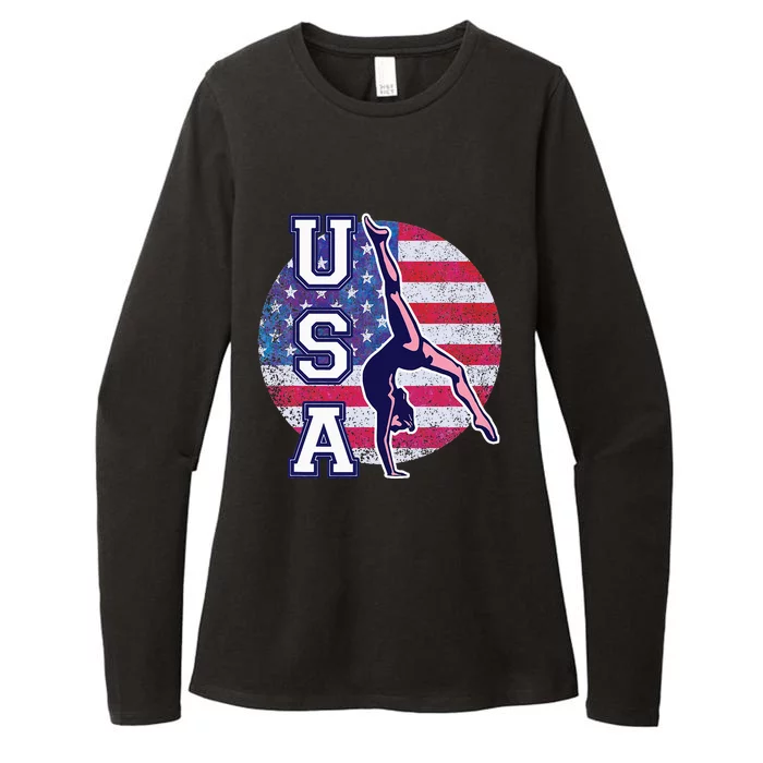 Usa Gymnast Gymnastics Team Athlete American Flag Womens CVC Long Sleeve Shirt