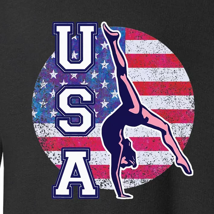 Usa Gymnast Gymnastics Team Athlete American Flag Toddler Sweatshirt