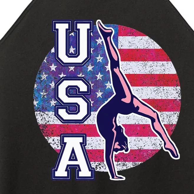 Usa Gymnast Gymnastics Team Athlete American Flag Women’s Perfect Tri Rocker Tank