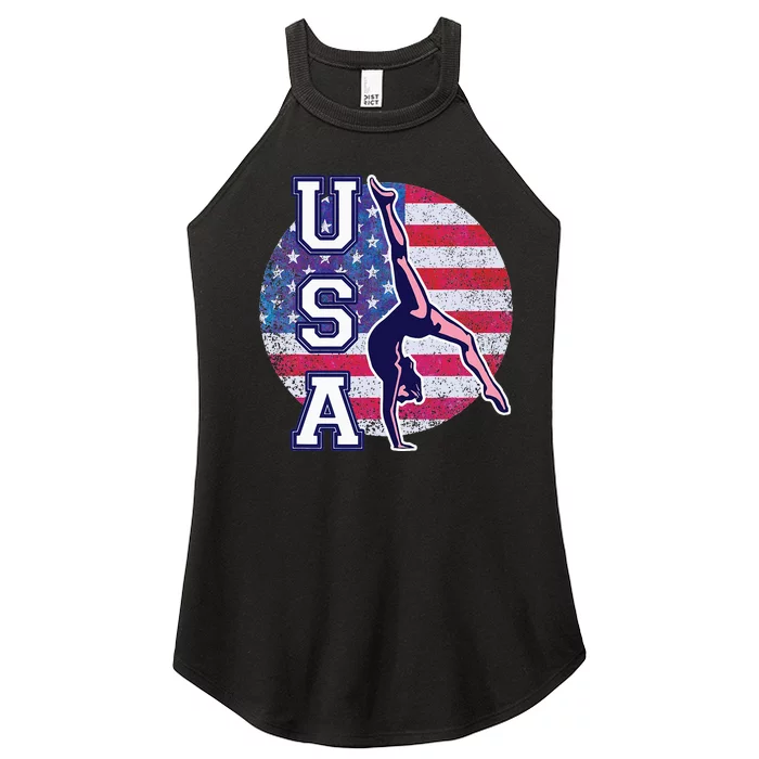 Usa Gymnast Gymnastics Team Athlete American Flag Women’s Perfect Tri Rocker Tank