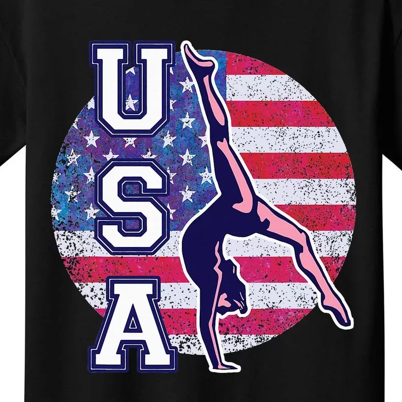 Usa Gymnast Gymnastics Team Athlete American Flag Kids T-Shirt