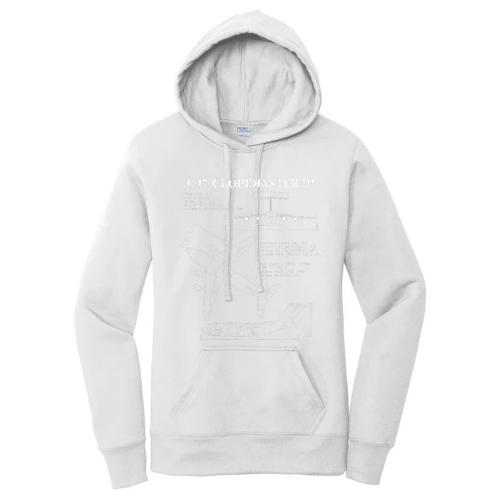 USAF Globemaster III C17 Blueprint transport Women's Pullover Hoodie