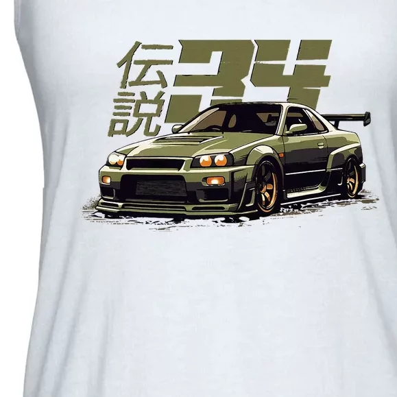 Urban Green Legendary Skyline R34 Jdm Ladies Essential Flowy Tank