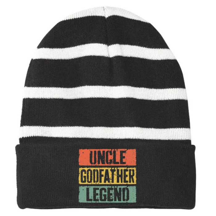 Uncle Godfather Legend Father's Day Striped Beanie with Solid Band