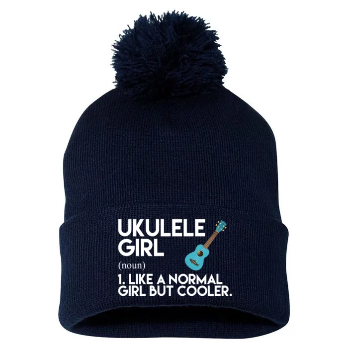 Ukulele Girl Like A Norm Girl But Cooler Pom Pom 12in Knit Beanie