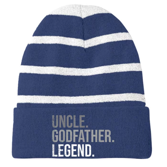 Uncle Godfather Legend Best Godfather Proposal Baptism Striped Beanie with Solid Band