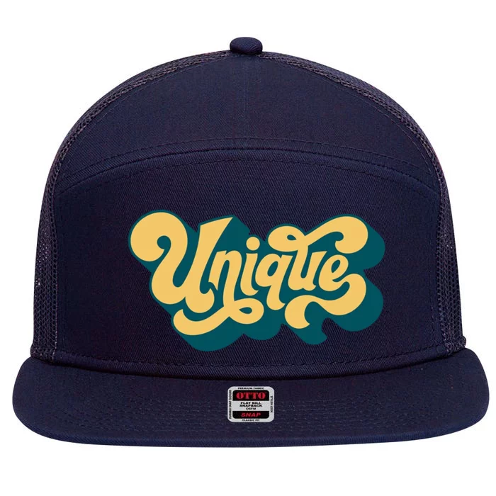 Unique Graffiti Logo One Of A Kind 7 Panel Mesh Trucker Snapback Hat