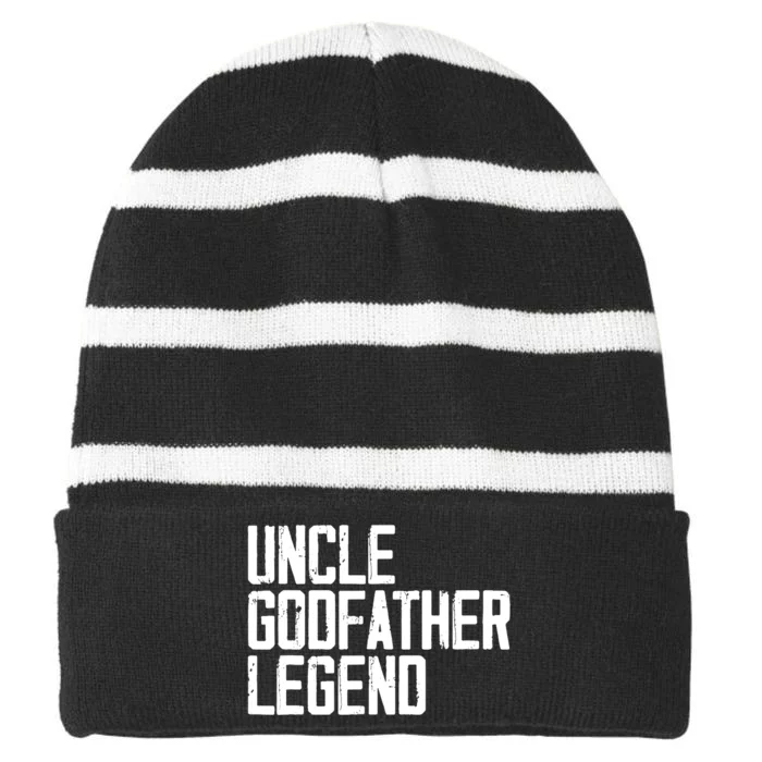 Uncle Godfather Legend Niece Nephew Aunt Brother Mother Dad Striped Beanie with Solid Band