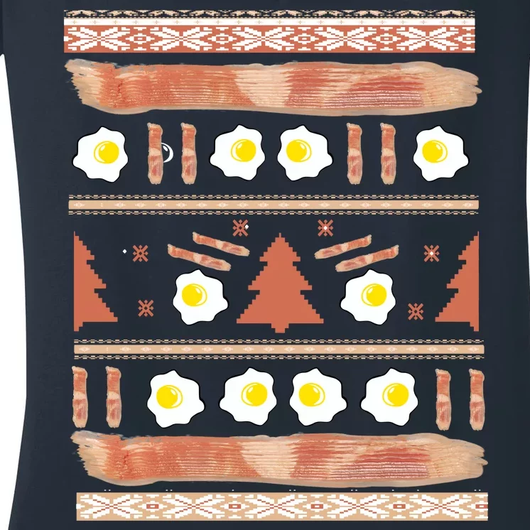 Ugly Bacon And Eggs Christmas Sweater Women's V-Neck T-Shirt