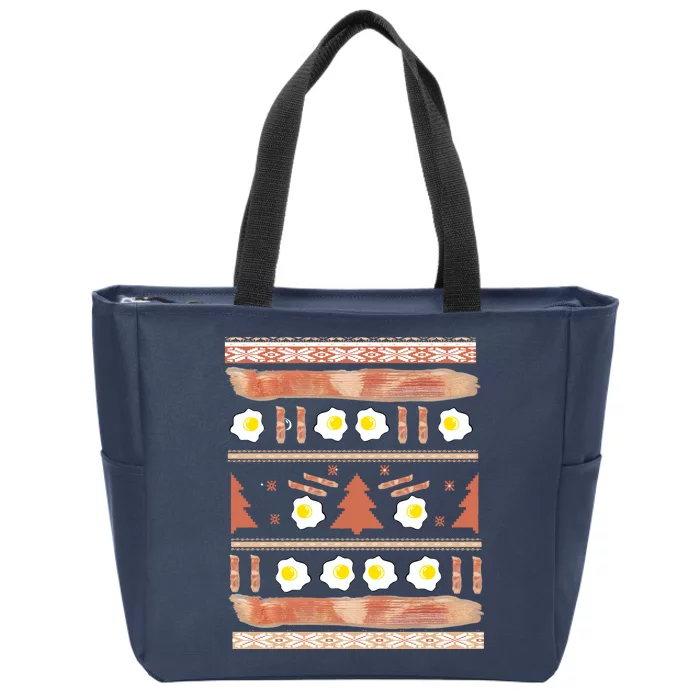 Ugly Bacon And Eggs Christmas Sweater Zip Tote Bag