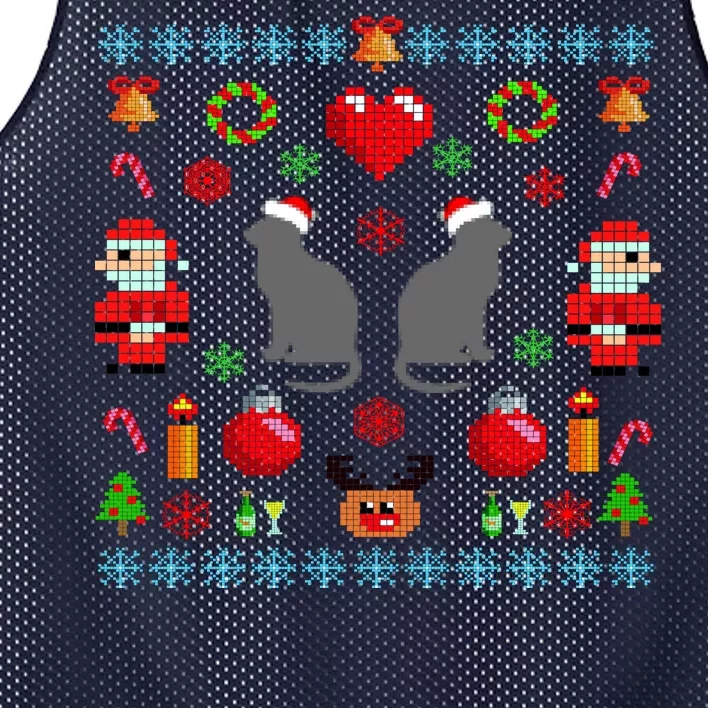 Ugly Cat Christmas Sweater 8 Bit Mesh Reversible Basketball Jersey Tank