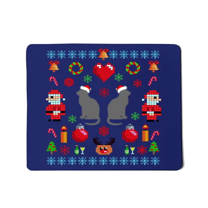 Ugly Cat Christmas Sweater 8 Bit Mousepad